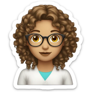 arabian long curly brown hair glasses girl sticker
