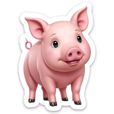 cinematic-[realistic pig]-realistic-full-body-standing-emoji,-tail-flicking-lazily,-head-tilted-dramatically,-sleek-[pink]-skin,-simplified-yet-realistic-focused-features,-highly-detailed,-glowing-with-an-almost-sarcastic-glow sticker