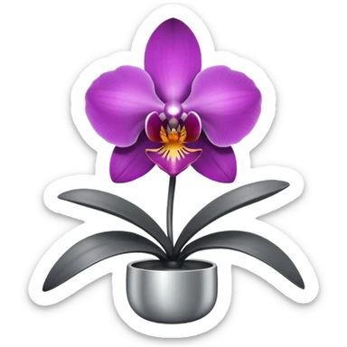 metallic gray chrome minimalistic orchid sticker