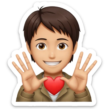 Eren Yeager making a heart sign sticker