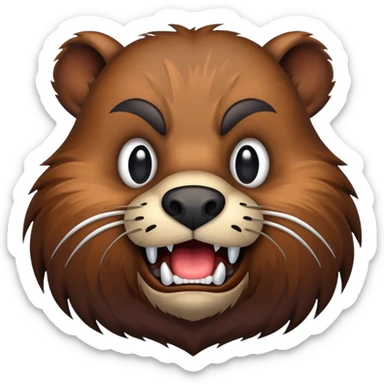 brutal beaver with a black beard sticker