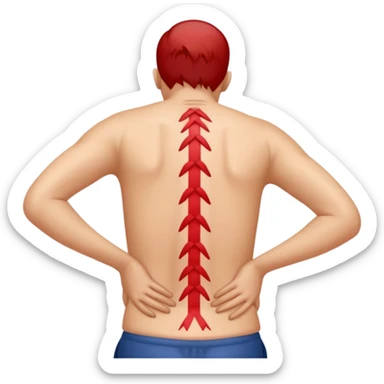 person holding lower back in pain with pained facial expression and red zigzag pain lines representing sciatica sticker