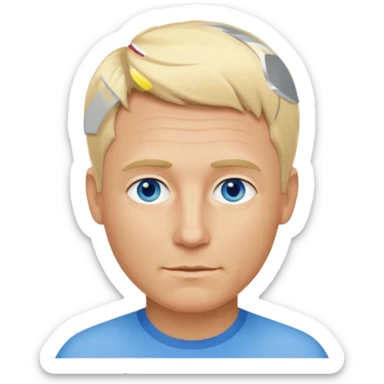 real human male short blond hair blue eyes 5ft 9 140lbs 54 years old Italian sticker