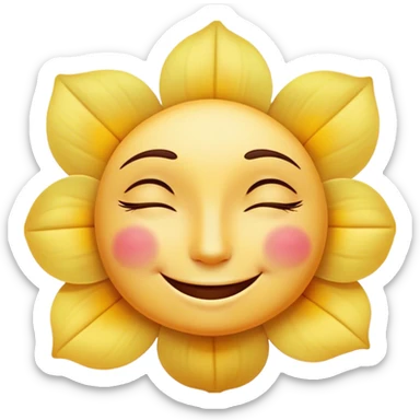 A smiling face with closed, curved eyes and a small flower on the side, symbolizing contentment, gratitude, and personal growth. 😊🌸 sticker