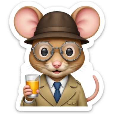 detective mouse with glasses sticker