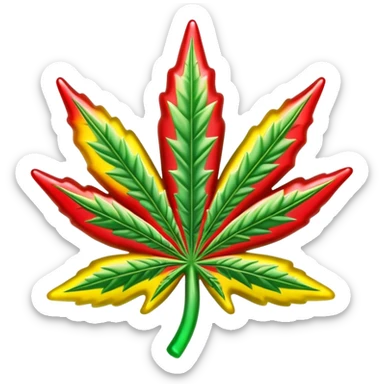 colorful shiny gusher gummy shaped like a cannabis leaf sticker