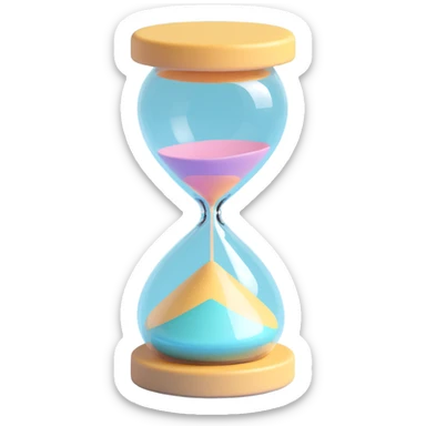 sweet 3D hourglass, rounded and soft, detailed shadows and highlights, pastel tones, delightful emoji-like look sticker