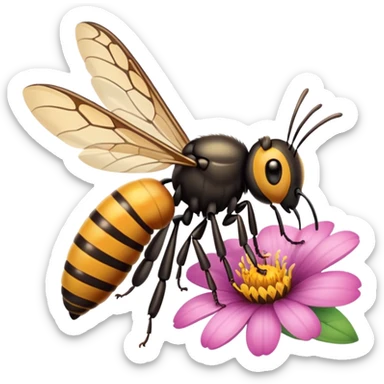 La la mañana se alegra entre flores y praderas ve avanzar mariposa bella y majestuosa entre colibrís y la abeja polinizando y Disfrutando del néctar de su miel sticker