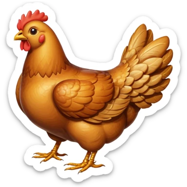roasted chicken whole golden-brown crispy skin, plump legs and wings, glossy, seasoned, light charring, juicy, curved, no tray, garnish, or carving, soft lighting, emoji scale sticker