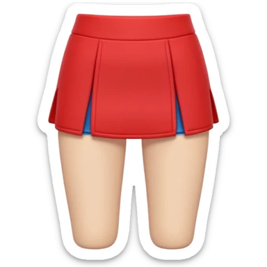 A 3D cartoon red skort (skirt-shorts combo) with gentle fabric folds and neat finish, isolated on plain background, Memoji-style. sticker