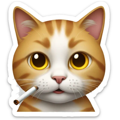 cat with a cigarette sticker