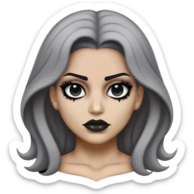 Super idol with a dirty cursed Selene Delgado face with no eyes and the background is pitch black and super idol is (a little dark) gray sticker