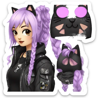 Edgy Kawaii Cute Cool Cartoon Anime Punk Techwear Gothic Catgirl sticker