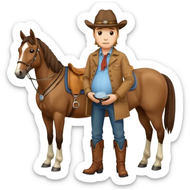 pregnant man  near horse sticker