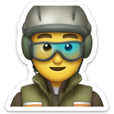 Pilote de chasse avec une tête sérieuse pas et avec un masque à oxygène et une visière sticker