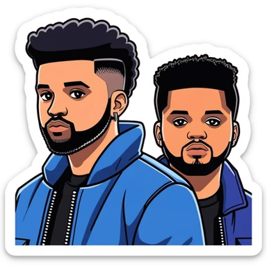 Toronto celebrities and musicians drake and the weeknd, digital illustration, sticker. must be ultra hyperrealistic, and mirco-detailed, 3D sticker design
 Must be 8k hd, 8000x8000px resolution. Must use very thin transparent smooth lines sticker