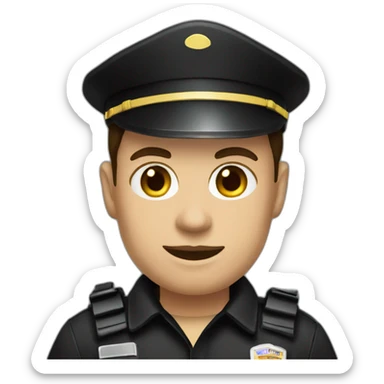 brunette security guard with black clothe sticker