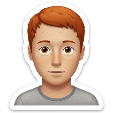 Man with freckles, light skin, short brown hair more freckles brown hair not orange hair sticker