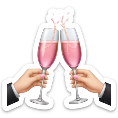 champagne glasses with pink champagne giving cheers with two hands with five fingers sticker