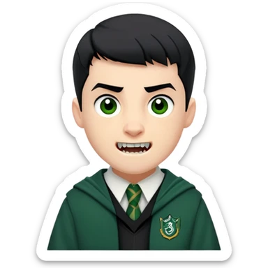 Jamie Yeates is Marcus Flint in harry potter, wear hogwarts slytherin uniform, short black hair, bulky face, often grimacing and showing teeth growl menacingly sticker