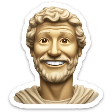 estatua de Marco Aurelio emperador estoico sonriendo sticker
