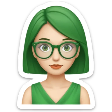 green glasses and green dressed woman sticker