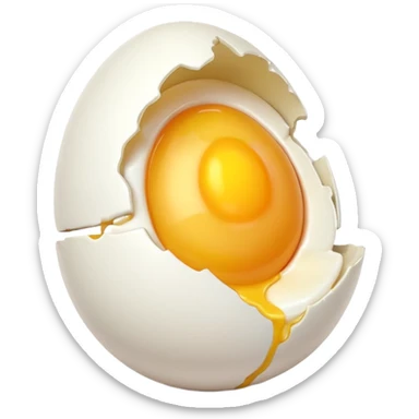 egg object icon, cracked egg with yolk, 3D cartoon, mobile game icon style, clean background, no text, no watermark
 sticker