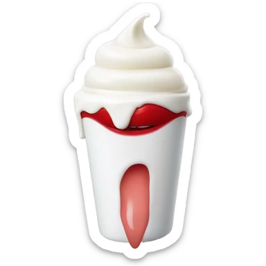 open red lips with yogurt sticker