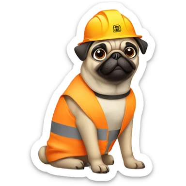 Pug in construction ppe sticker