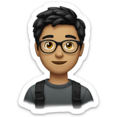 20 year old white boy with round glasses and straight black hair sticker