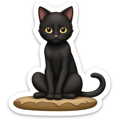 Chat noir peinture mignon assise peinture sticker