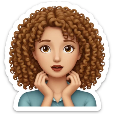 Woman with curly hair with hands around her throat  sticker