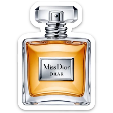 Miss Dior perfume bottle, square shape, silver cap sticker