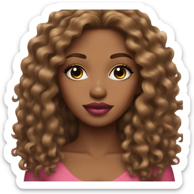 light brown skin long curly hair long eyelashes pink lips woman sticker
