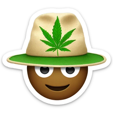 Cannabis leaf wearing a hat sticker