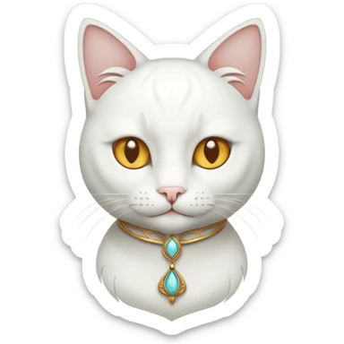 White Cat art nouveau sticker