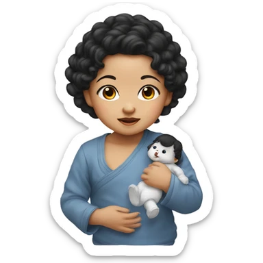 Southeast Asian female infant with black curly hairSou sticker