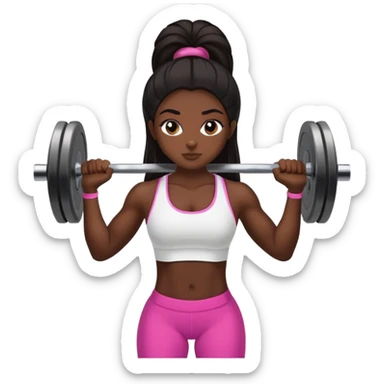 black dark girl long dark hair lifting weights gym sticker