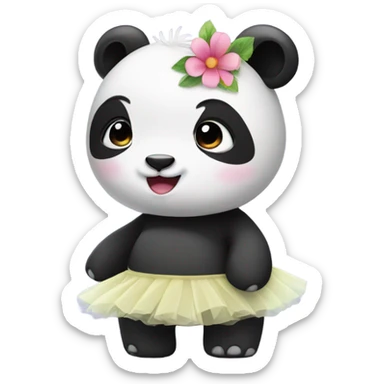 Cute female Panda wearing a tutu and a flower above 1 ear  sticker