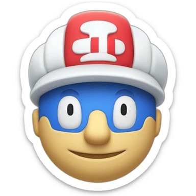 smiling blue and white dr mario mascot sticker