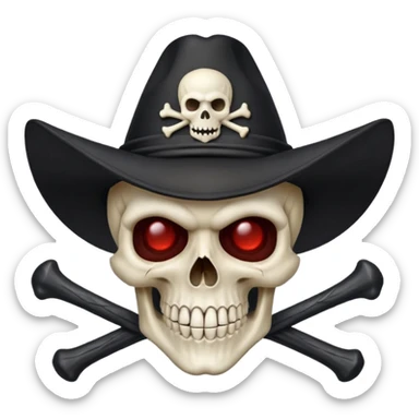 A skull and crossbones wearing a triangular vampire hunter hat. sticker
