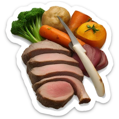 leg of lamb with roast vegetables  sticker