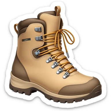 beige hiking boots with Gore-Tex waterproof technology sticker