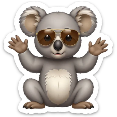 anthropomorphised koala in casual clothing, wearing dark sunglasses, fierce pose different stance sticker
