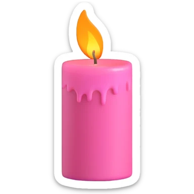 Draw a pink candle with a flame on it at an angle of 5 degrees from the horizontal. sticker