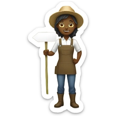 female farmer holding sign  sticker