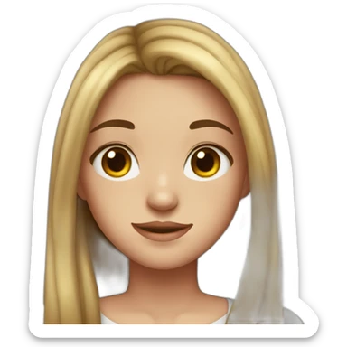 girl with long dark hair and hazel eyes and freckled sticker