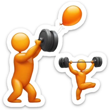 Orange balloon lifting weights sticker
