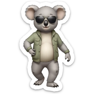 anthropomorphised koala in casual clothing, wearing dark sunglasses, walking upright in relaxed pose sticker