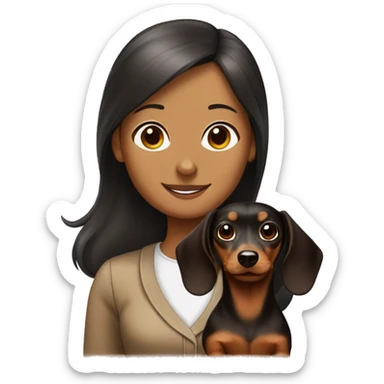Chocolate and tan dachshund with a girl black hair sticker